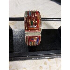 Recycled Glass Inlay Bracelet Silver